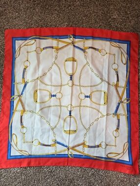 Gil De Losne Paris Red and White Equine Print Scarf